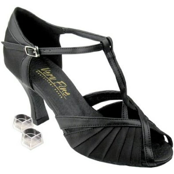 Women's Salsa Ballroom Tango Black Brown Silver Dance Shoes 2.5 3 Very Fine 2719